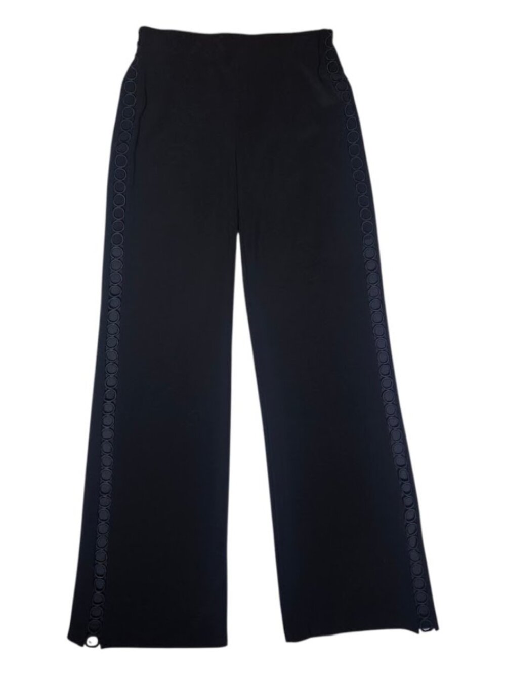 Joseph Ribkoff Black Dress Pants Trousers High Rise Wide Leg Side Trim Size 8